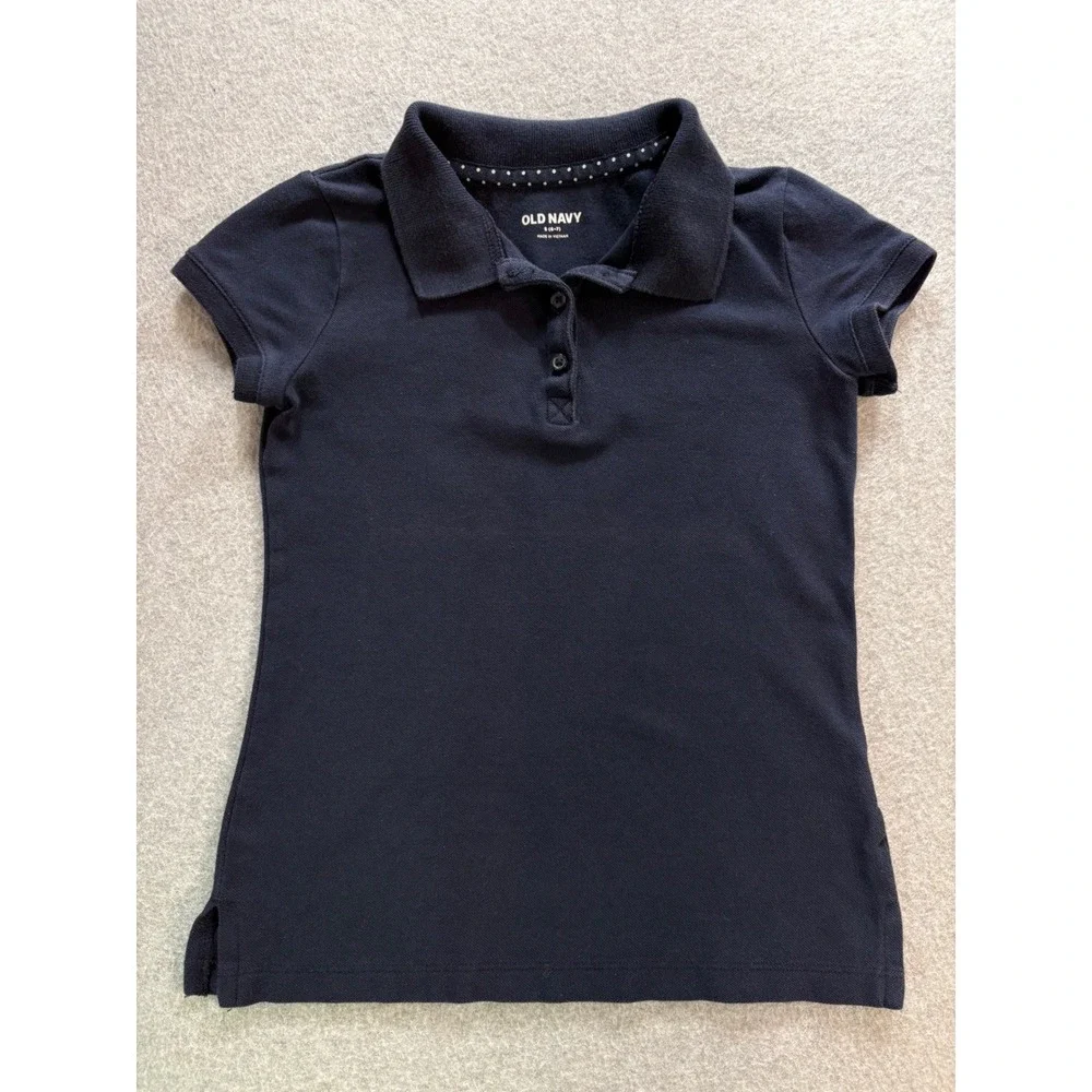 Old Navy Kids Navy Blue Short Sleeve Pique Polo Shirt Size S 6-7 School Uniform
